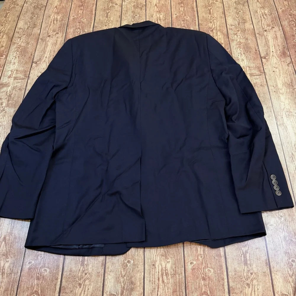 Joseph & Feiss Gold Blazer Mens 43 Regular Navy Blue Wool Classic Fit